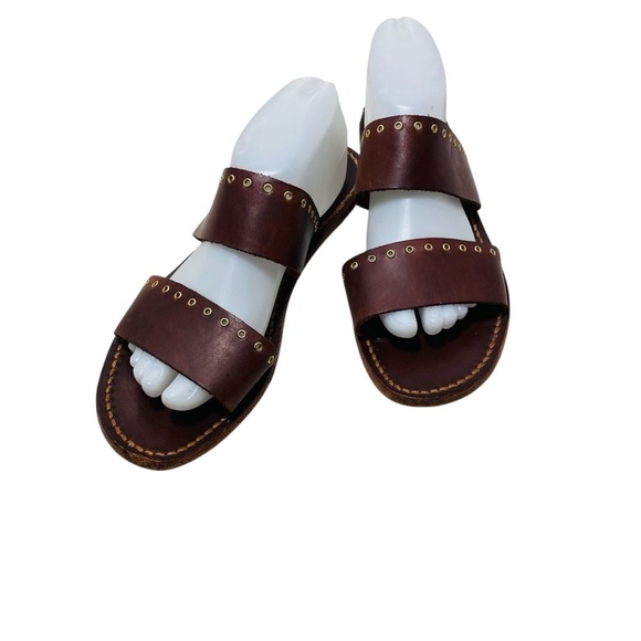 Lanapo Shoes - Lanapo Brown Italian Leather Studded Sandals Sz-9 (40)